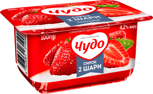 Сирок збитий ЧУДО полуниця 4,2%, 100г